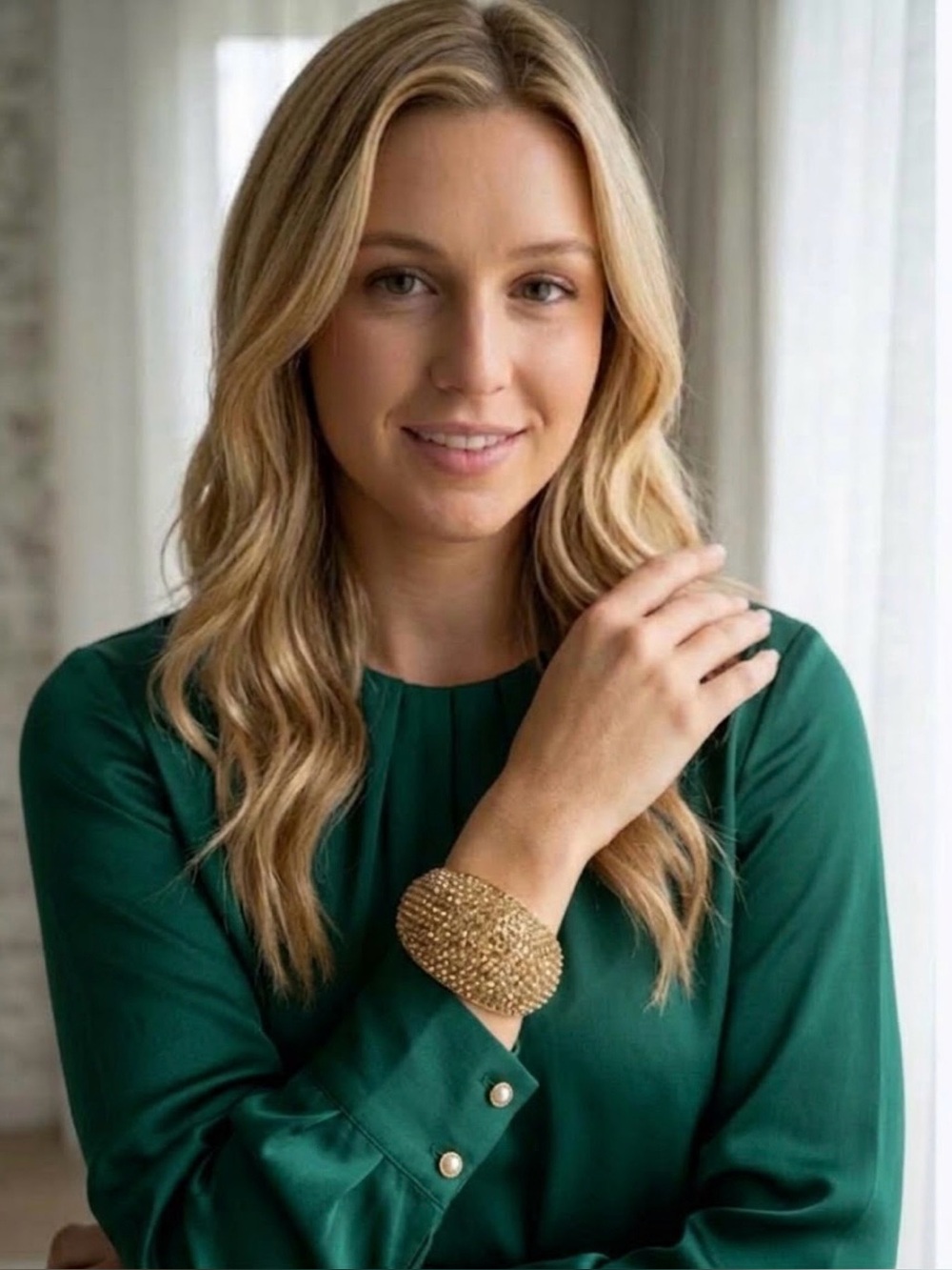 🔴 Gold Beaded Statement Bracelet - Elegant Women's Jewelry